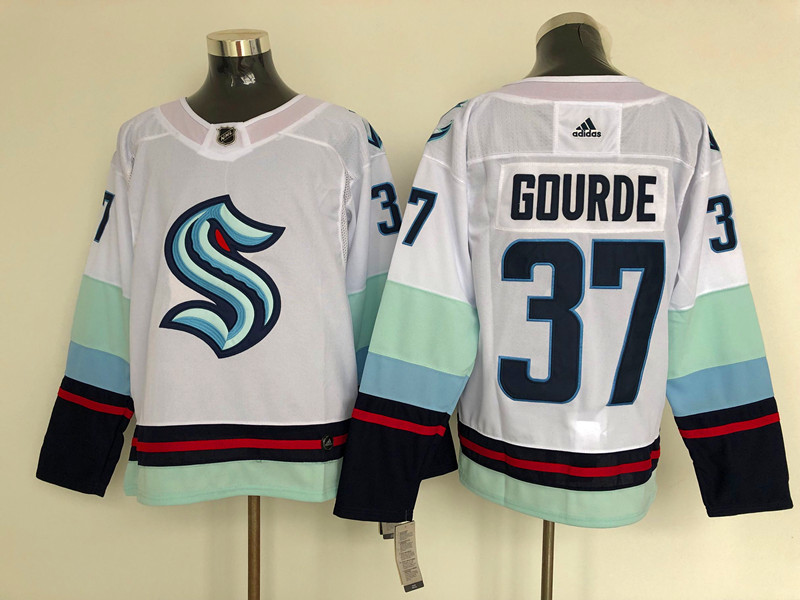 Men's Seattle Kraken Yanni Gourde #37 White Home Breakaway Jersey